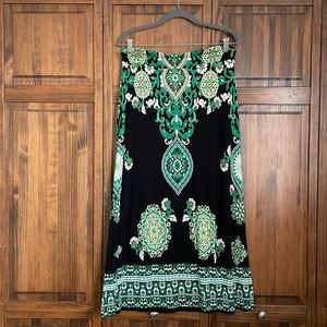 INC International Concepts Maxi-Skirt in Black/Green